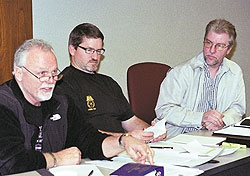 Left-to-right: BA Tom Mann, and Active USA Stewards Vinnie Beedle and Dave Rinehart.